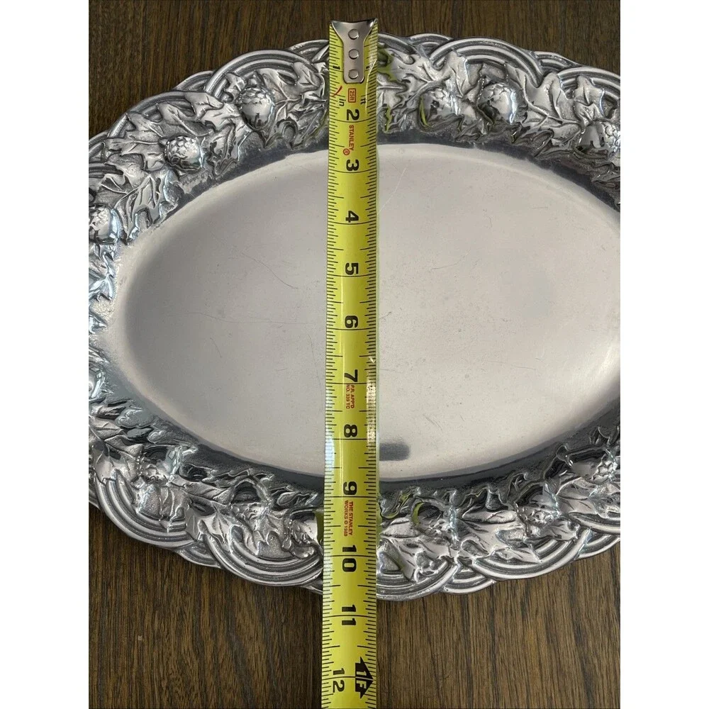 Vintage Wilton Armetale Oak Acorn Oval Serving Platter 14.5